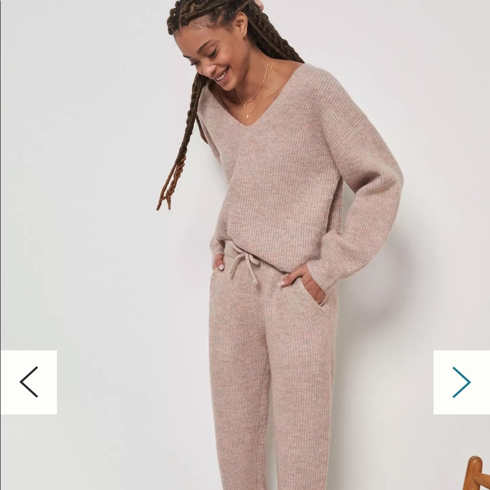 Anthropologie blush colored lounge set